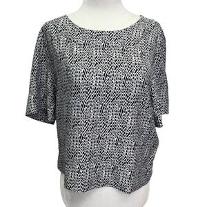 Kate Spade Saturday Zig Zag Black And White Silk Blouse Size S